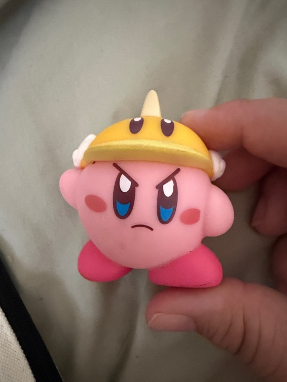 Pink Kirby Figure with Yellow Helmet - Kids Action Toy